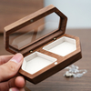 New Transparent Glass Window Black Walnut Wood Proposal Ceremony Wedding Ring Box Desktop Storage