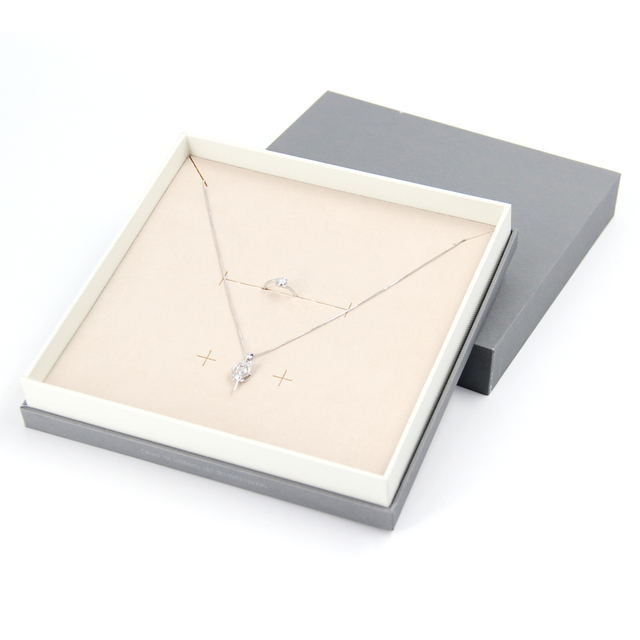 Luxury Square Special Texture Paper Cardboard Necklace Ring Earring Jewelry Set Gift Packaging Box with Velvet Lining