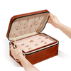 Custom Luxury PU Leather Three Layer Makeup Organizer Cosmetic Earrings Necklace Ring Jewelry Display Storage Box Zipper