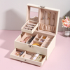 New PU Leather Multi-layer Large Capacity Drawer with Mirror Ring Necklace Earrings Bracelet Jewelry Box