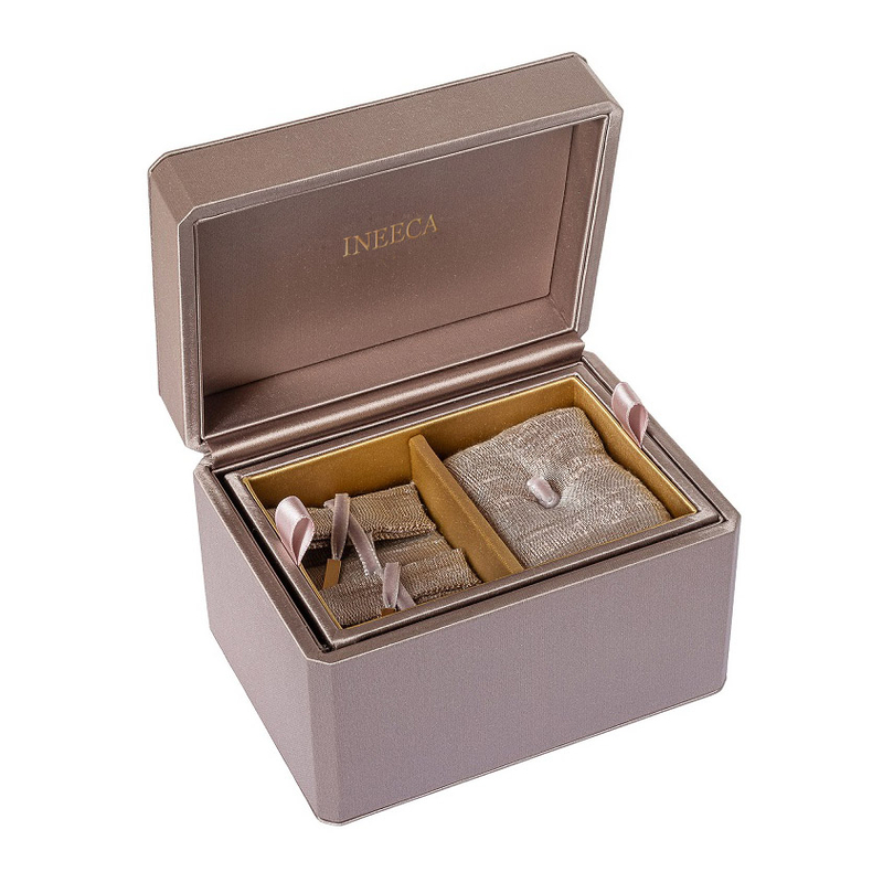 Satin Portable Jewelry Gift Box Organizer Packaging Gilded Printed Logo Luxury Jewelry Box with Bag for Ring Necklace Bracelet