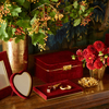 Bamboo Color Small Bracelet Jewelry Box Plush Suede Interior Flip Storage Case Necklace Ring with Tray Brass Edging Jewelry Box