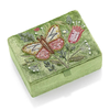 Mini Portable Travel Embroidered Flower Jewelry Organizer Boxes with Mirror Green Velvet Necklace Pendant Jewelry Set Box