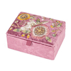 Custom Logo Princess Pink Jewelry Box Packaging Mirror Hand Embroidered Cute Velvet Ring Organizer Box Gift for Girlfriend Women
