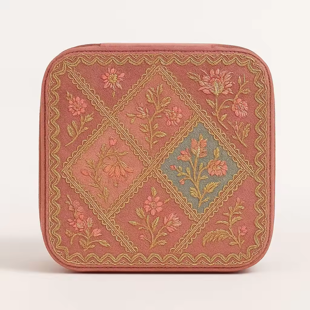 Custom Jewelry Zipper Box Organizer Fabric Vintage Embroidery Ring Earring Watches Case Luxury Pendant Necklace Box Packaging