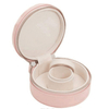 Portable Travel Round Shape Earrings Bracelet Storage Box Jewellery Case zipper Leather Mini Jewelry Box