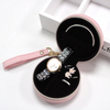PU Leather Round Shape Stitching with Zipper Close Watch Package Mini Travel Box