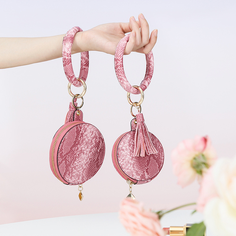 Portable zipper Round Shape Jewelry Necklace Ring Box Velvet Jewelry Gift Boxes makeup box With mirror