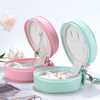 Round Silver Jewelry Packaging Boxes Custom Logo Small Pu Leather Gift Packaging Jewelry Box