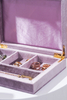 Lavender Jewelry Boxes with Gold Hinges Soft Purple Satin Custom Necklace Box Packaging Jewelry Organizer Earring Ring Gift Box