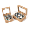 Luxury wooden watch organizer storagebox custom logo luxury watch gift packaging box with pillow insert and clear window