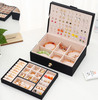 Custom 2 Layers Portable PU Leather Lockable Ring Earings Necklace Jewelry Organizer Storage Box for Travel 