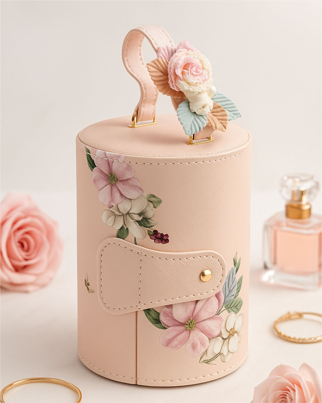 Personalized Jewelry Packing Box Rotating 3 Layer Jewelry Organizer Box Earring Bracelet Necklace Jewelry Box with Pearl Handle