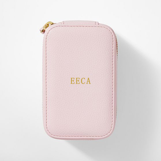 Custom Portable Pink 2 Layer Compartment Design Jewelry Storage Box Packaging Pu Leather Small Watch Jewelry Box Set with Zipper