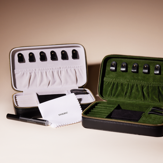 Personalized Black Leather Travel Necklace Jewelry Case