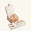 Custom Flip Grain Leather Ring Box Earrings Necklace Jewelry Storage Box Jewelry Gift Packaging Box with 2 Compartment Trays 