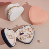New Small Portable Heart Shaped Pu Leather Zipper Earrings Ring Jewelry Travel Storage Box for Valentine's Day Gift