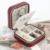 Simple Creative Small Portable PU Leather Stud Earrings Ring Jewelry Storage Box Wholesale With Zipper Closure