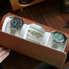 New Arrival Portable Travel Round Leather Men's Cufflinks Watch Ring Jewelry Storage Packaging Box Wholesale