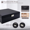 Large Leather Jewelry Organizer Storage Case Box with Two Layers Display for Earrings Bracelets Rings Watches