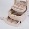 New Style PU Leather Home Multilayer Stud Earrings Ring Necklace Bracelet Jewelry Watch Storage Box with Handle and Mirror