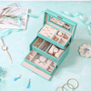 Luxury Large Portable Jewelry Organizer Storage Case Packaging Box with Lock and drawer for Women Girls