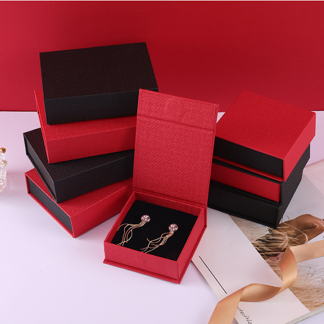 New Magnet Closing Flip Paper Jewelry Bracelet Ring Earring Pendant Necklace Storage Box With Foam Insert Wholesale