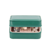 Custom Simple Square Green PU Leather Ring Necklace Earring Bracelet Jewelry Storage Box with Zipper Wholesale