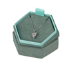 Luxury Custom Logo Velvet Hexagon Shape Ring Earring Necklace Jewelry Packaging Box with Foam Insert