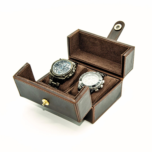 Watch Travel Case Dual Opening Leather Watch Box Organizer Brand Custom 2 Watch Box Packaging