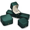 Luxury dark green jewelry necklace gift box silk leather wedding jewelry box small necklace bracelet ring earring packaging box