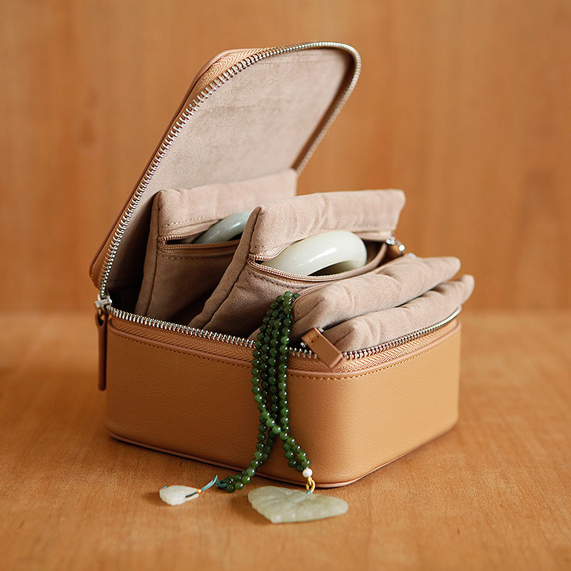 Mini display packaging boxes travel case pouch organizer leather jewelry storage box