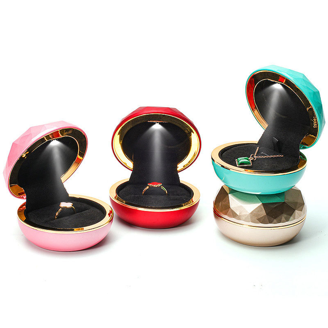 Custom Multi-Color Hexagon Led Light Jewelry Ring Necklace Box Packing For Wedding
