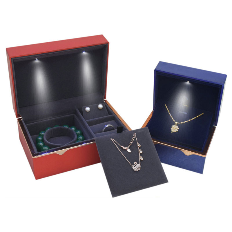 Luxury Customized LED Rubber Painting Box Jewelry Gift Box Bracelet Necklace Ring Earring Jewelry Box Package