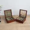 Wood Jewelry Box Small Simple Portable Jewelry Storage Box Travel Earring Necklace Jewelry Box With Mirror