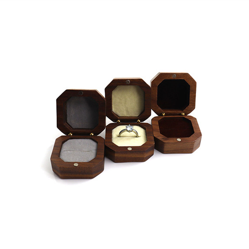 Wooden Square Jewelry Box Flannel Ring Pendant Bracelet Necklace Packaging Jewelry Gift Box