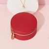 Custom Luxury Small round Storage Case Women Leather Travel Jewelry packaging Boxes With mirror