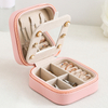 Travel Vintage Leather Necklace Rings Jewelry Storage zipper Box Portable Mini Jewelry Organizer Case With Mirror