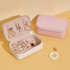 Leather necklace earrings rings package custom logo pink mini portable travel gift storage box jewelry