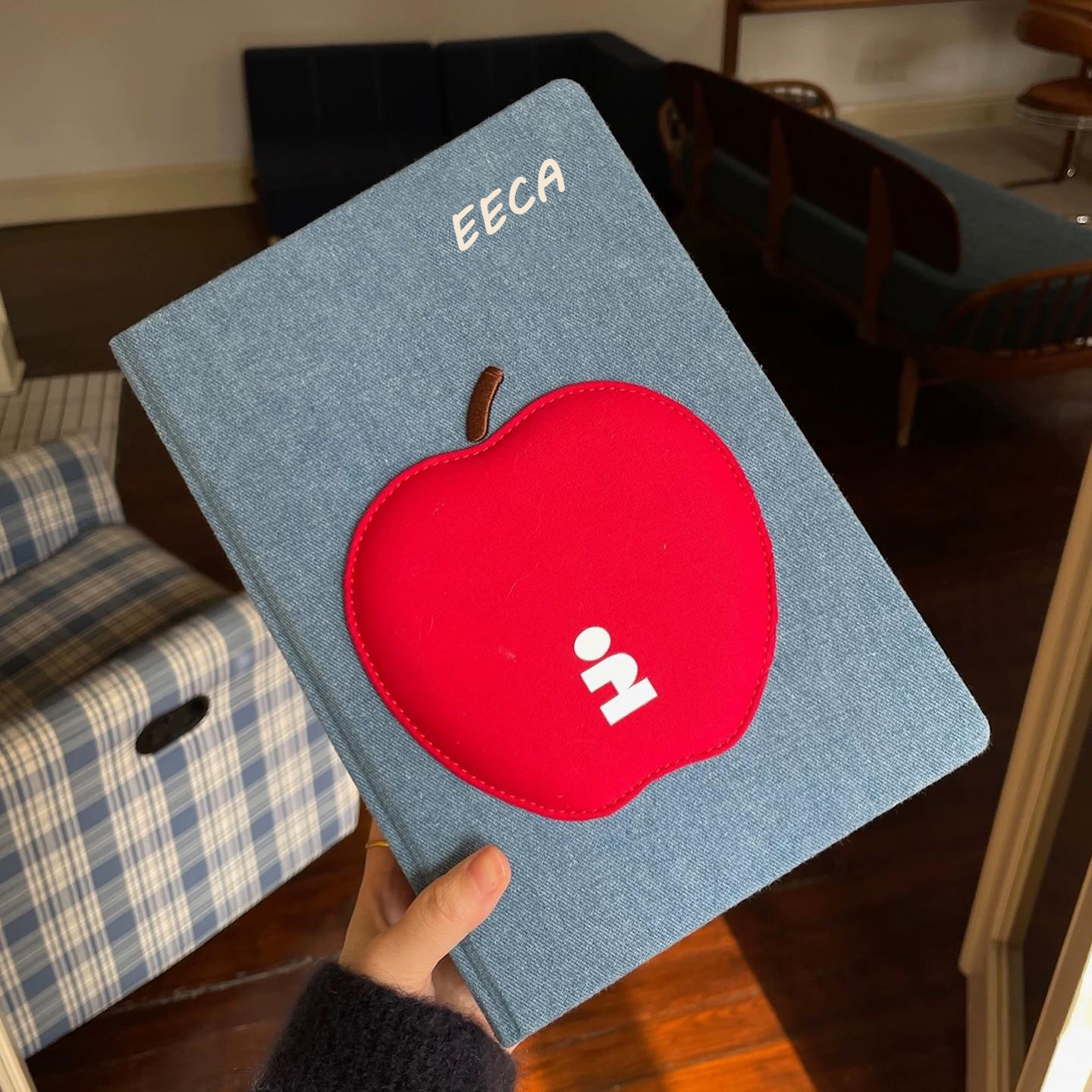 Cute Red Apple Leather Pattern Jewelry Package Box with Mirror Jewelry Storage Box with Bag for Necklace Bracelet Earring Ring