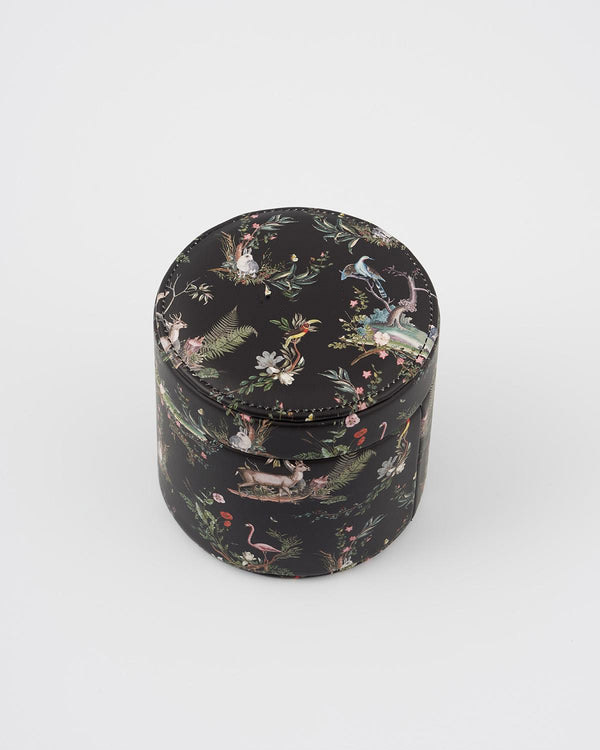 Vegan Leather Jewelry Box with Removable Tray Custom Printed Curious Birds Pattern Bracelet Earring Organizer Gift Box Packaging