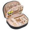Wholesale Jewelry Case Double-Layer Portable Earrings Lipstick Watch Storage Black Jewelry Box with Mirror 
