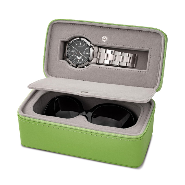 Business Trips PU Leather Zipper Storage Case Watch Organizer Box Portable Watch Case Travel Watch Zipper Case Display Box