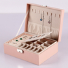 High-end Lockable Leather Rings Earrings Dustproof Portable Travel Jewelry Storage Box Large Capacity Display Box 