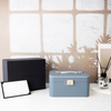 Wholesale High End Luxury PU Leather Custom Logo Printed Jewelry Organizer Box Jewelry Boxes with mirror For Travel
