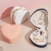 New Small Portable Heart Shaped Pu Leather Zipper Earrings Ring Jewelry Travel Storage Box for Valentine's Day Gift