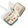 New Mesh Texture PU Leather Double Layer Portable Travel Stud Earrings Necklace Ring Jewelry Organizer Box with Zipper