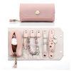 Small Rotatable Pu Leather Round 3 Layer Jewelry Case Travel Accessory Storage Box Jewelry Organizer White