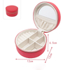 New Style Round Portable Leather Travel Earrings Ring Bracelet Necklace Jewelry Storage Box Wholesale With Mirror