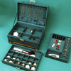 Three Layer Large Capacity Velvet Stud Earrings Necklace Ring Bracelet Jewelry Storage Organizer Box with Lock